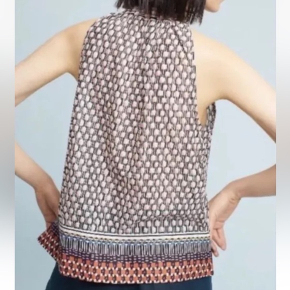 Maeve Women's Prema Sleeveless Button Tank Boho Ethnic Mixed Print Ruffle Size L - Picture 3 of 15